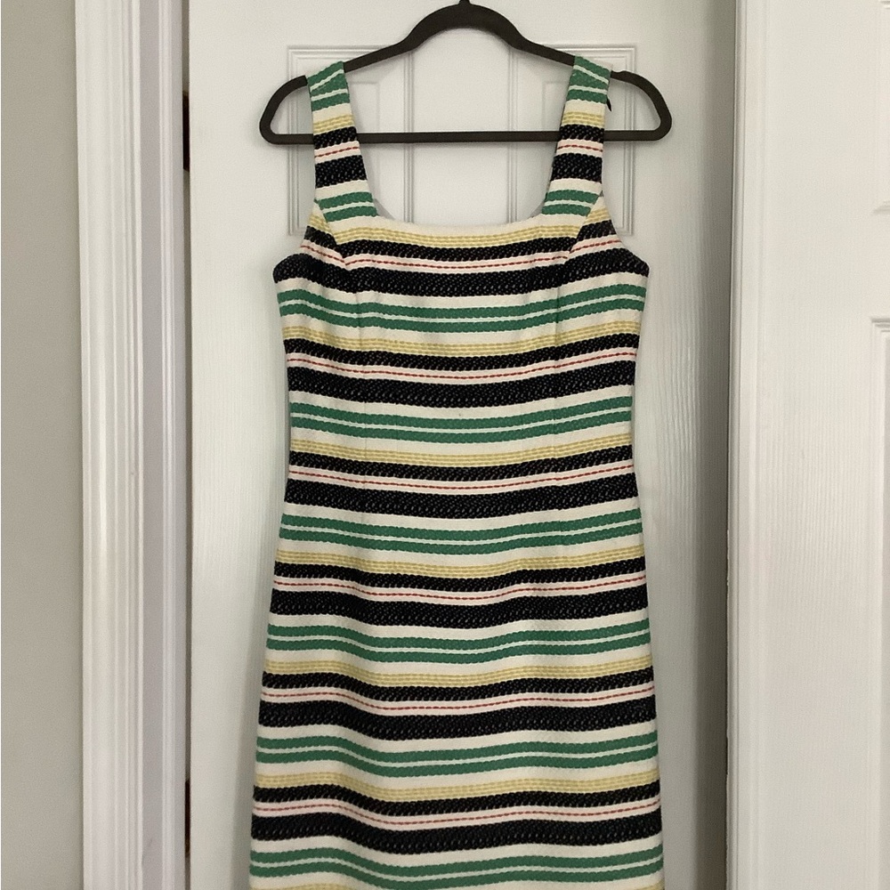 Brooks Brothers Striped Midi Dress - Black, Green, Cream